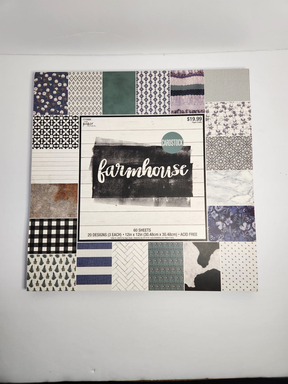 Farmhouse Decorative Cardstock Pack - Navy, Green, Black & White Patterns